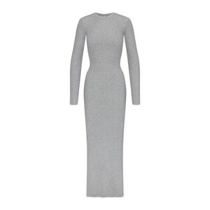 skims SOFT LOUNGE SHIMMER CREW NECK LONG DRESS gray S